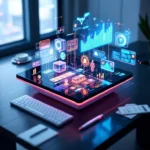 Tablet and icons and graphs freelance digital marketer in Kochi.